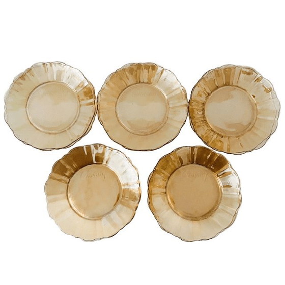 Image 1 of Set aus zehn Crowny-Desserttellern, Perlmutt-Pfirsich, 1960er Jahre