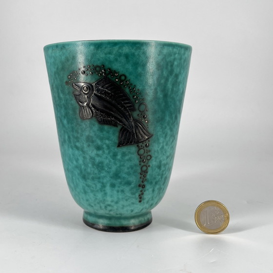 Gustavsberg “Argenta” vase (model 9780) – Wilhelm Kåge – Swedish Grace / Art Déco – Ceramic, Silver (photo 10 of 10)