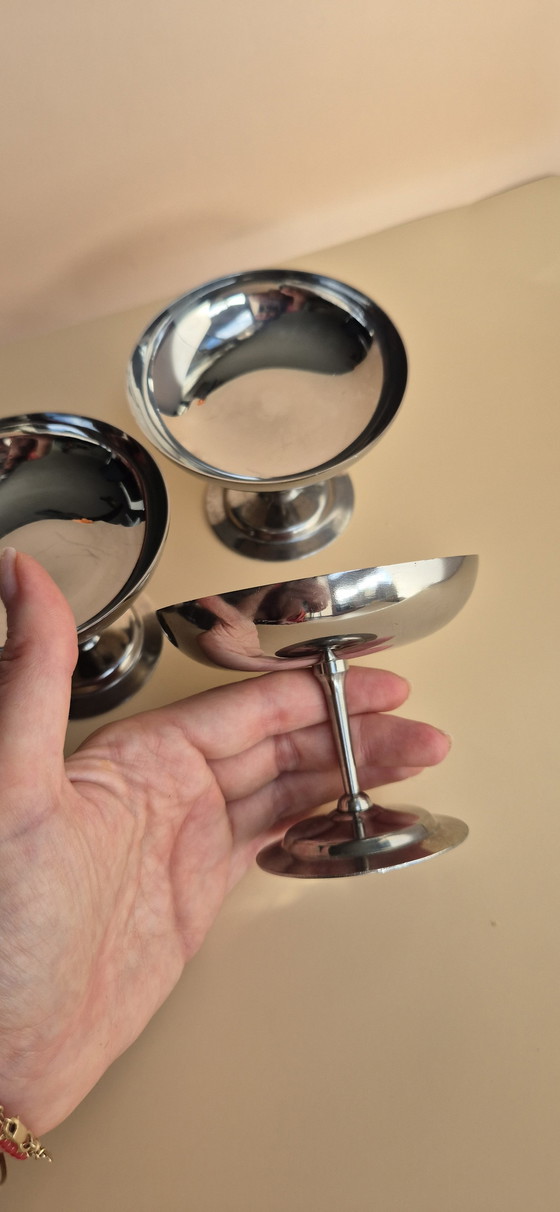 Image 1 of Set of 12 vintage stainless steel cups - 60s-70s