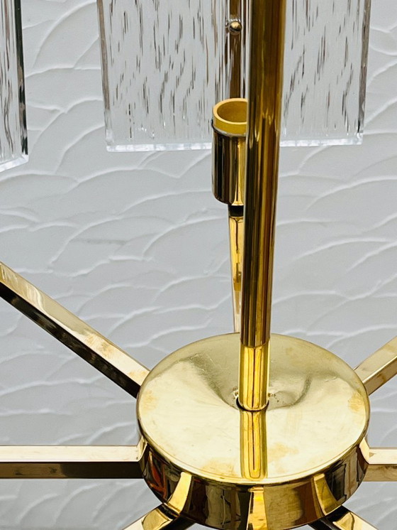 Image 1 of Vintage messing ijsglas kroonluchter