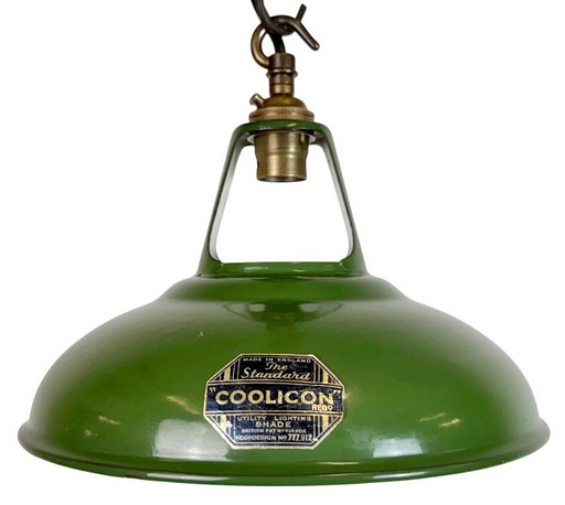 Industrial Green Enamel Factory Pendant Lamp from Coolicon, 1950s