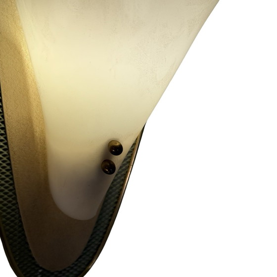 Image 1 of Atomic Age / Mid Century Modern - Lampada da comodino / da parete / applique - Ottone e rete