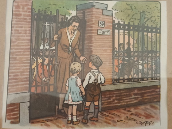 Image 1 of Vintage Ot en sien prenten setje babykamer, kinderkamer, wanddecoratie 