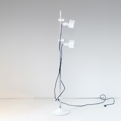 1x Mid Century Modern witte metalen vloerlamp van Elio Martinelli, jaren 70