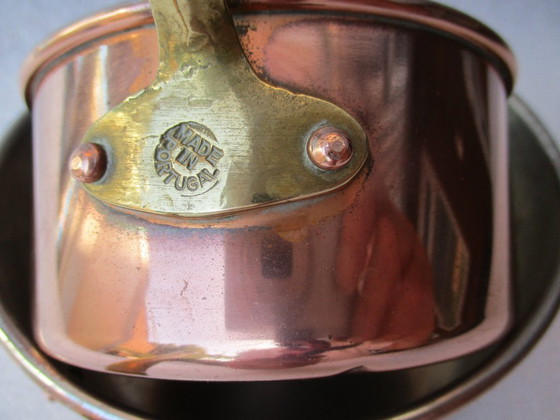 Image 1 of Cacerolas de cobre, juego de dos, marcadas made in Portugal, 1980.