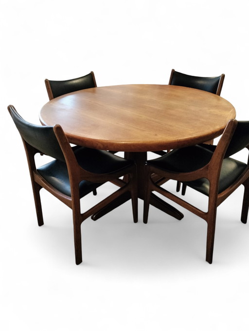 Mesa de comedor danesa redonda vintage de teca VV Møbler