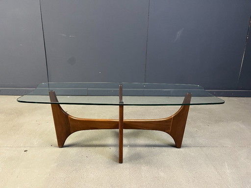 Table basse scandinave en teck et verre, années 1960