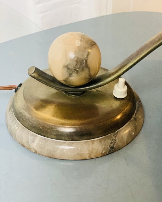 Image 1 of Zeer zeldzame Art Deco pianolamp uit jaren 20 op marmeren bol en voet