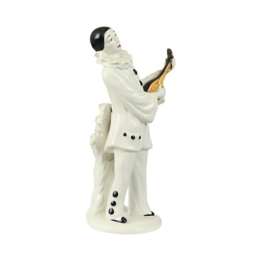 Vintage Pierrot Statue with Lute