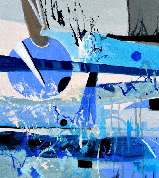 Zwei Schwesternmonde, Gemälde & Zeichnungen, Leinwand, Andere, Blau, Abstract (Foto 2 von 5)
