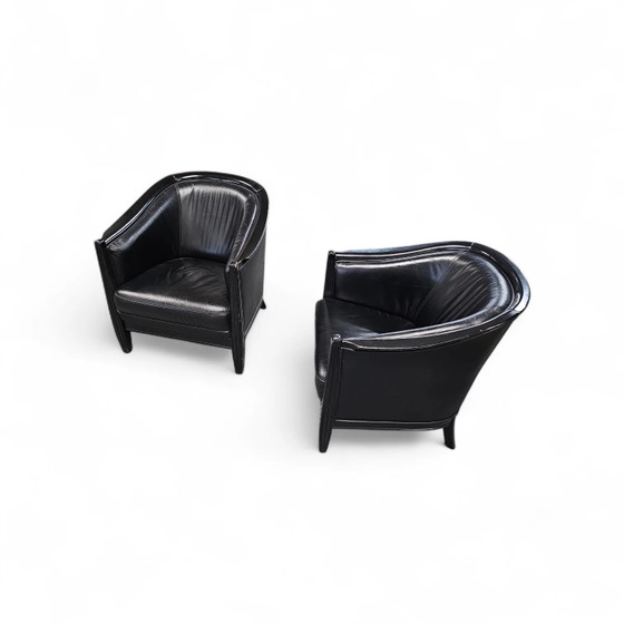 2 x fauteuil en cuir noir années 80 / style Art Déco / bon état – Leather, Art Deco (photo 10 of 19)