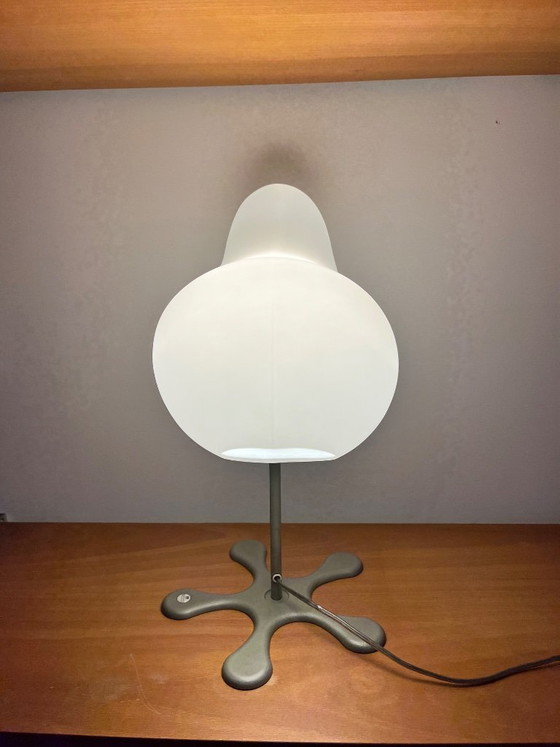 Image 1 of "Coco" table lamp designed by Aldo Cibic, produced by Foscarini - Grey metal & opaline glass