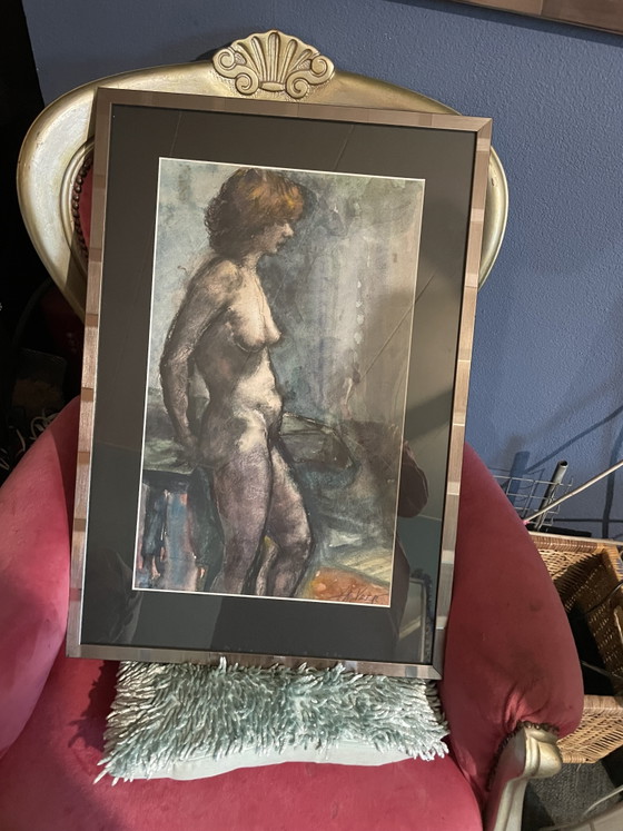 Image 1 of Deux ivrognes nus signés H Veer, tout comme le grand tableau hérité.