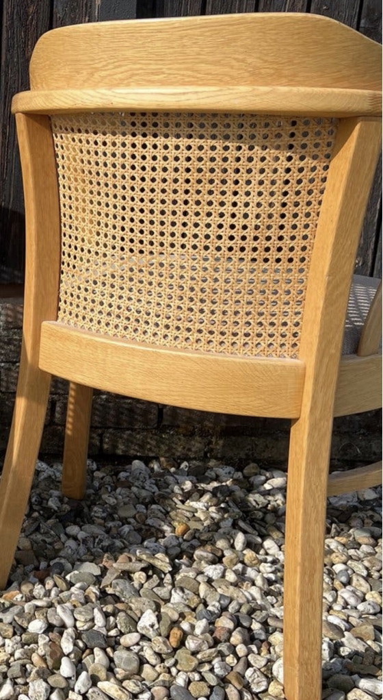 4 poltroncine da pranzo in rovere chiaro, Sedie da pranzo, Rattan, Tessile, Giallo (foto 4 di 5)