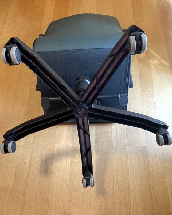 Vintage Ergonomic office chair on wheels -unique green leather- DRISAG (photo 5 of 6)