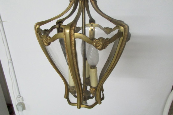 Image 1 of Lanterna d'ingresso in bronzo, 6 lati, 3 luci