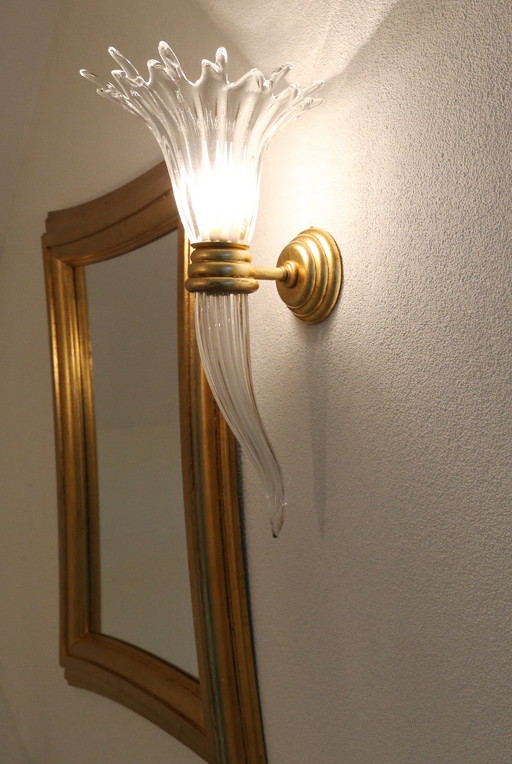 5x Murano Glass Lamps, Nausicaa, Handmade, Glass + Gold