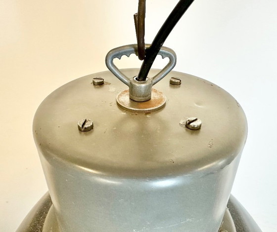 Image 1 of Large Dark Grey Enamel Industrial Factory Lamp from Elektrosvit, 1960s