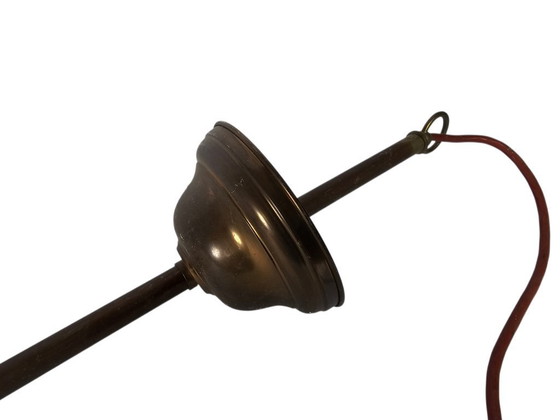 Image 1 of Vintage pendant lamp - billiard lamp - opaline - brass - 1960s