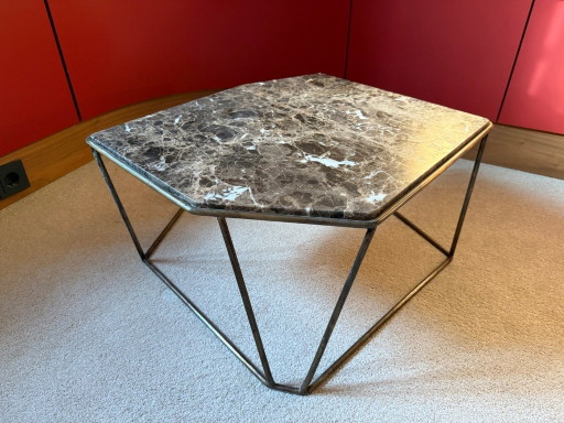 Henge W-Table side table by Massimo Castagna – S. Laurent marble, burnished brass, original invoice 2012