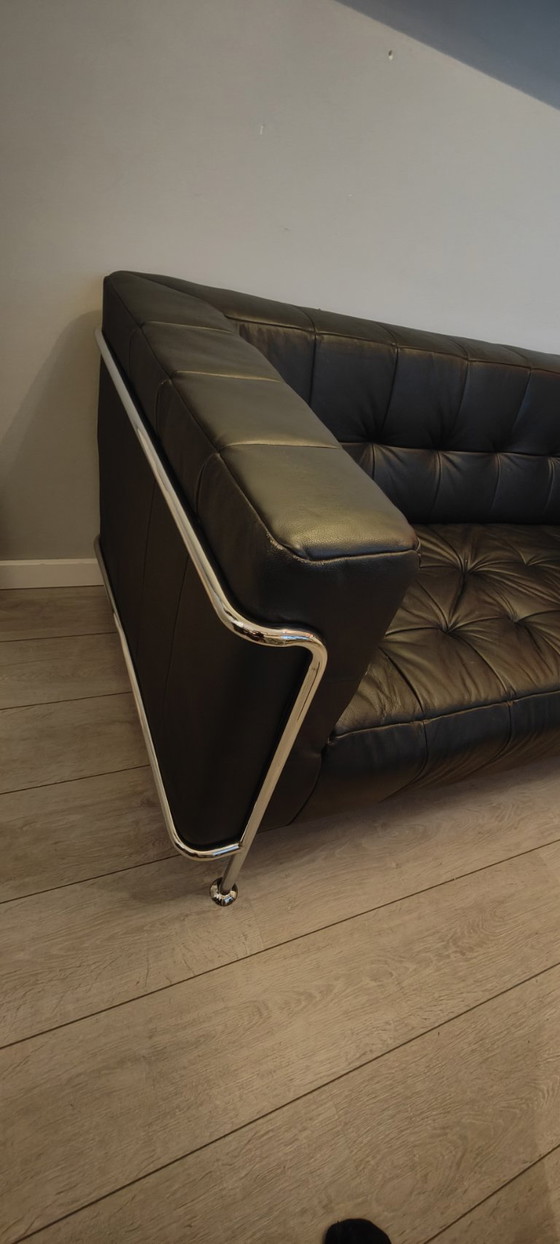 Design Leather Couches Set, Bauhaus / Chrome Retro vintage, Silver (photo 15 of 21)