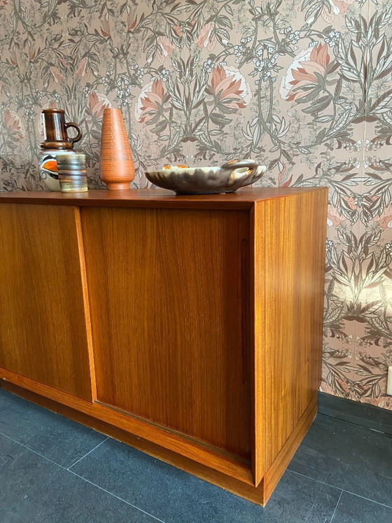 Image 1 of Compact vintage Danish sideboard with sliding doors by Chr. Linneberg