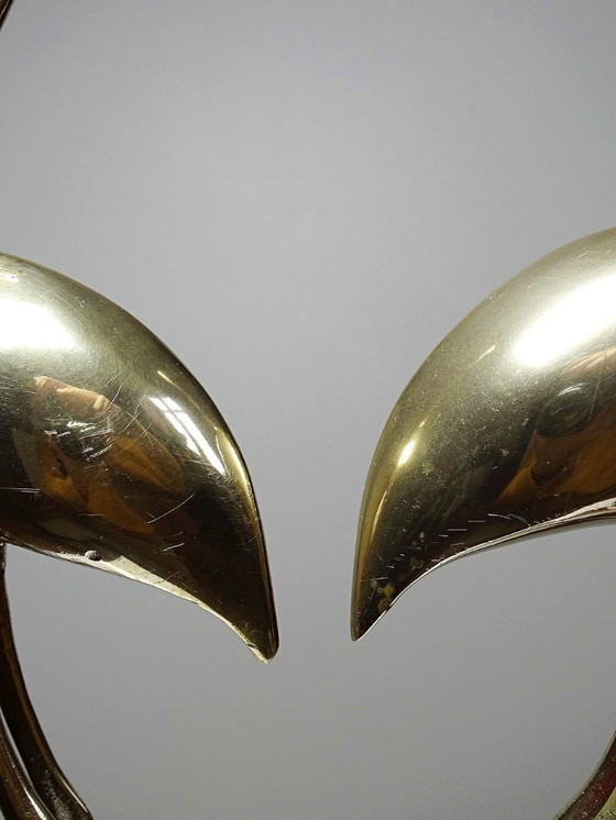 Image 1 of Paire de grands sujets Grues, Oiseaux en laiton décoratif Mid-Century vintages