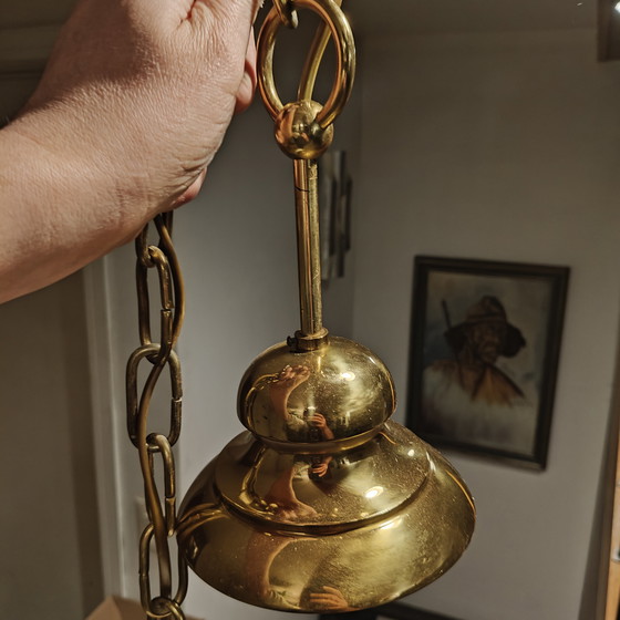 Image 1 of Large Vintage Industrial Pendant Lamp - Mid Century Statement Lighting 