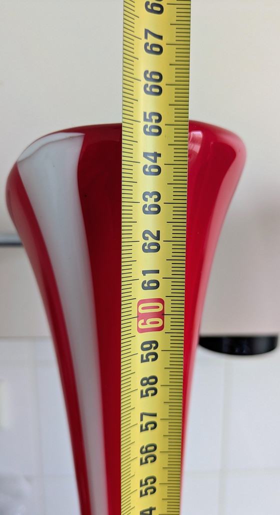 Image 1 of Set di grandi vasi da terra di design, rossi e bianchi – Vetro artistico – soffiati a mano