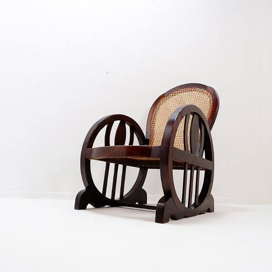 Image 1 of Art Deco armchairs in wood, with caned seat and back, circa 1930