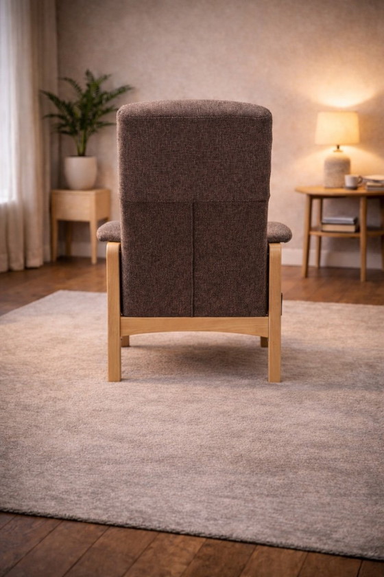 Image 1 of Hjort Knudsen — Armchair with Matching Footstool — Adjustable Backrest — Modern Lounge Duo