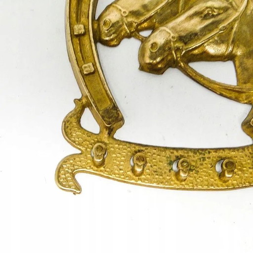 Art Nouveau Style Brass Keys Rack with Horses, Polish, 1950s