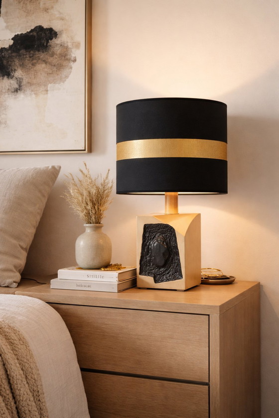 Image 1 of Modern Black & Gold Table Lamp – Elegant Statement Piece