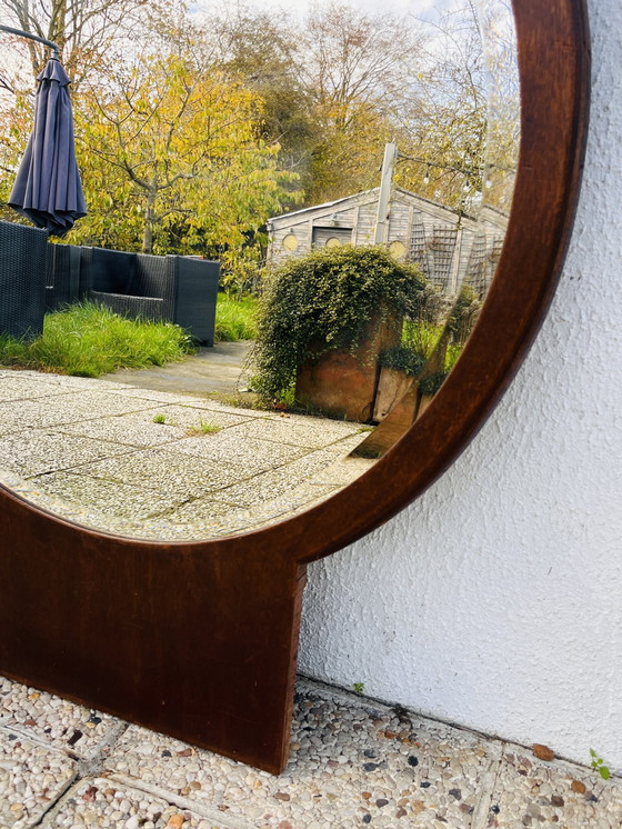 Image 1 of Miroir biseauté rond en bois