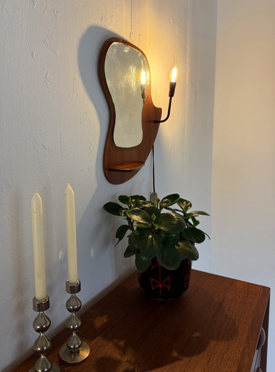 Image 1 of Miroir vintage en teck, Danemark, années 60