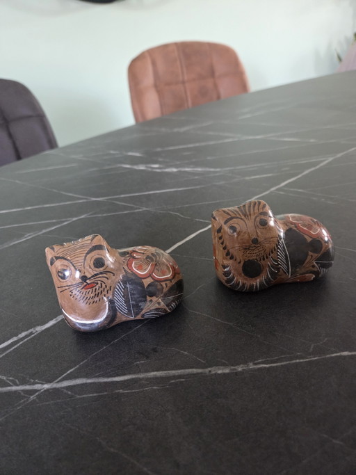 Vintage Mexicaanse Tonala katjes aardewerk
