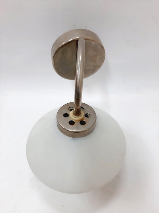 Image 1 of Applique da parete vintage con paralume in vetro