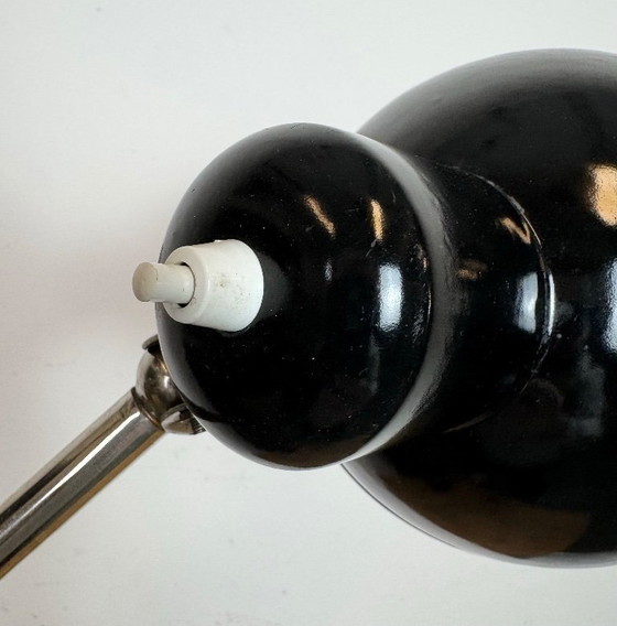 Image 1 of Industrial Workshop Black Enamel Desk Lamp, 1950s