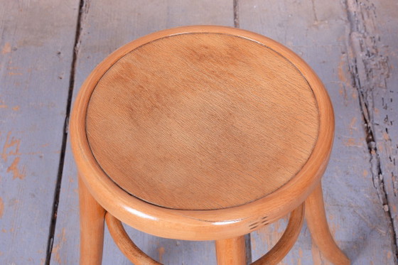 Restored Mid-Century Stool, Sold Beech, Plywood, Repolished, Czech, 1950s, Brown (photo 6 of 7)