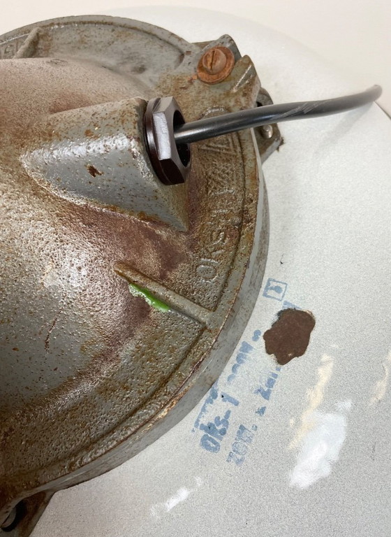 Image 1 of Industrial Grey Enamel Factory Pendant Lamp in Cast Iron from Zaos, 1960s
