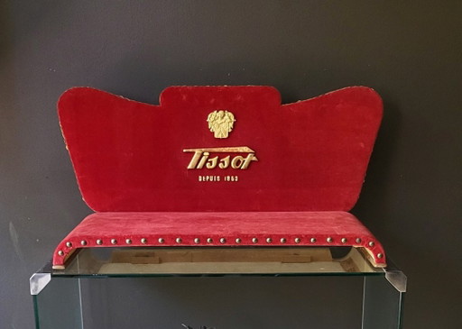 Présentoir Montres Tissot en velours rouge Vintage 60"