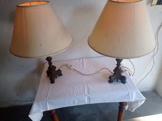 Lamps - Bronze - Transformed Candelabras – Table lamps, Textile (photo 36 of 38)