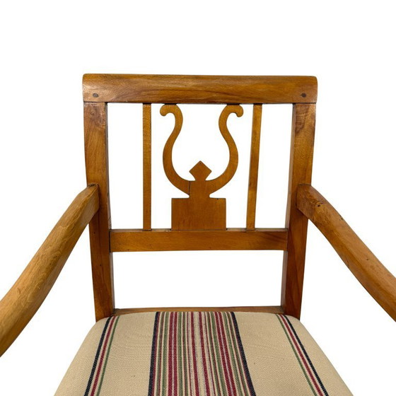 Image 1 of Niederländischer Empire-Sessel mit Lyra-Rückenlehne aus Kirschholz