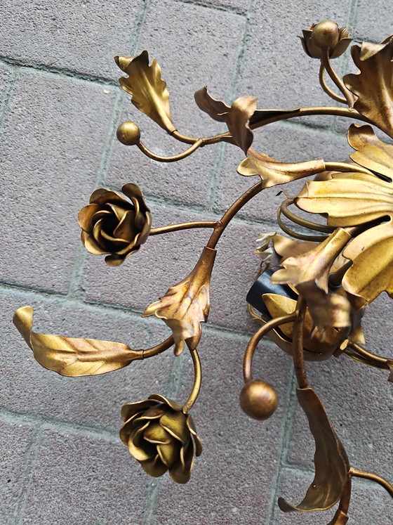 Élégant plafonnier vintage avec roses et feuilles – Metal (photo 4 of 8)