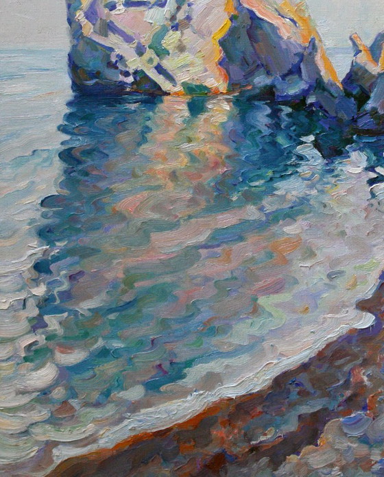 Dipinto a olio originale Marina Scoglio sulla riva del mare – Dipinti e disegni, Tela (photo 4 of 5)