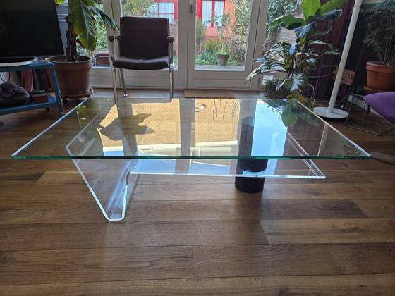 Image 1 of Table basse vintage en verre et marbre