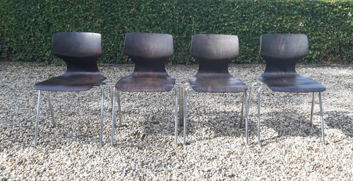 Set van 4 palisander eetkamerstoelen Flötotto Mid Century Design 
