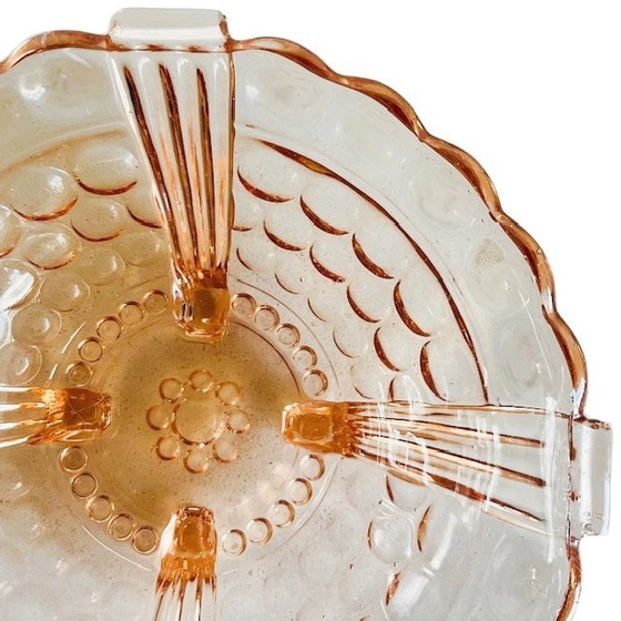 Image 1 of Art deco fruitschaal rosaline roze glas 1930's