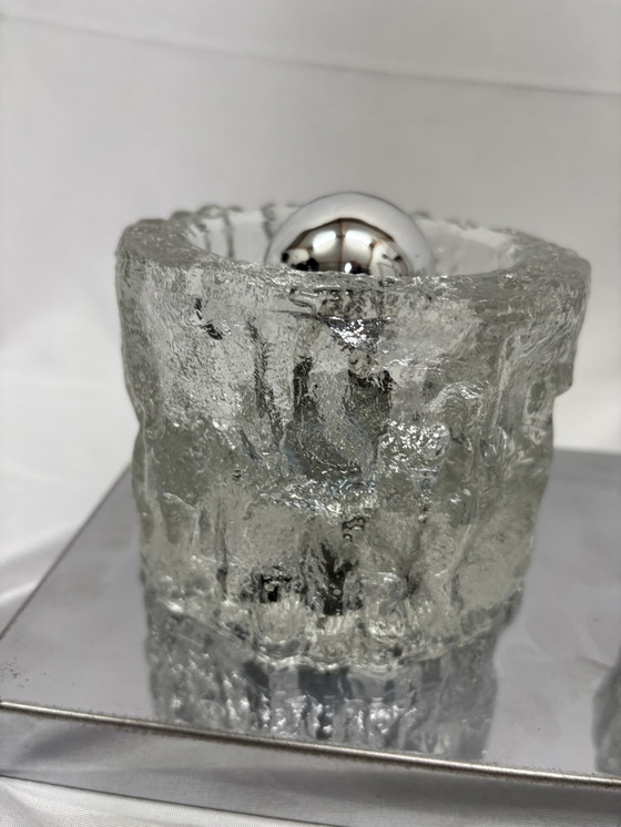 Image 1 of Vintage Peill & Putzler "Ice Glass" wandlamp jaren '70