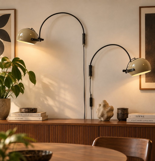 Set Of 2 Vintage Dijkstra Booglampen / Arc Lamp – Jaren 70 – Dutch Design – Dijkstra Lampen, wandlampen, Plastic, Iron